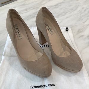 LK Bennett taupe suede platform pumps Sz 38